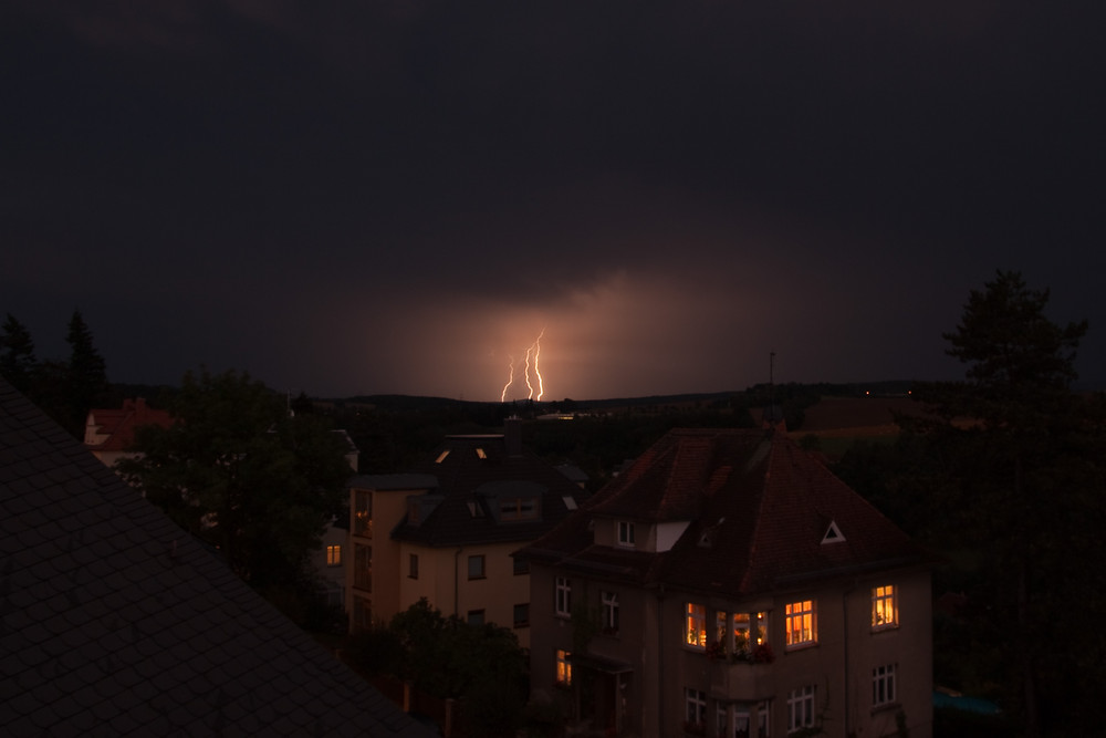 Gewitterfront auf dem Weg ins Erzgebirge