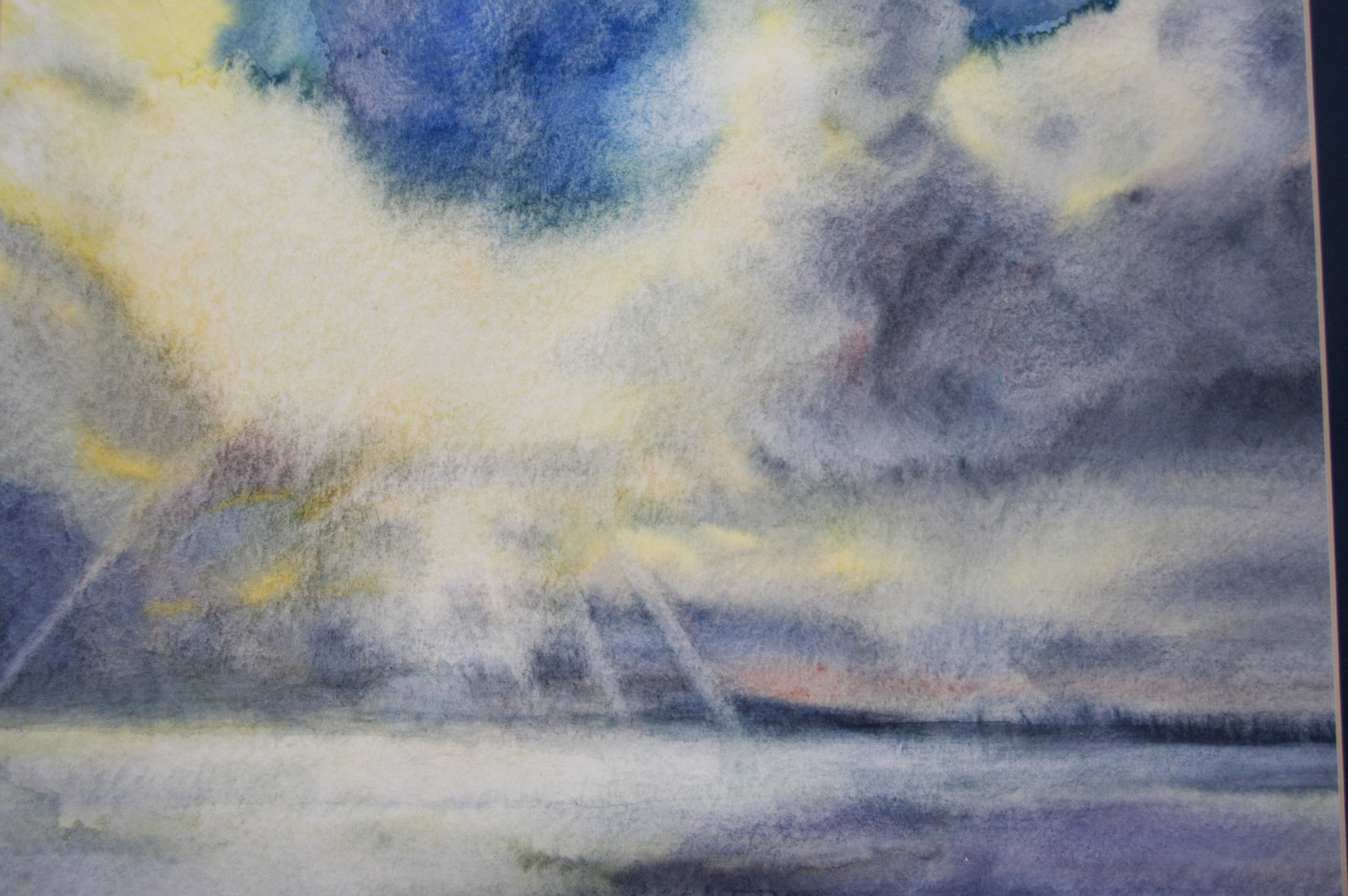 Gewitterwolken am Meer, Aquarell, 40x50 cm