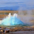 Geysir Strokkur, der Ausbruch beginnt