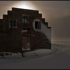 ghost house in snow storm