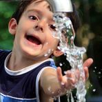 "Gib mein Gebiß wieder her, Du blöder Wasserhahn, Du!!!"