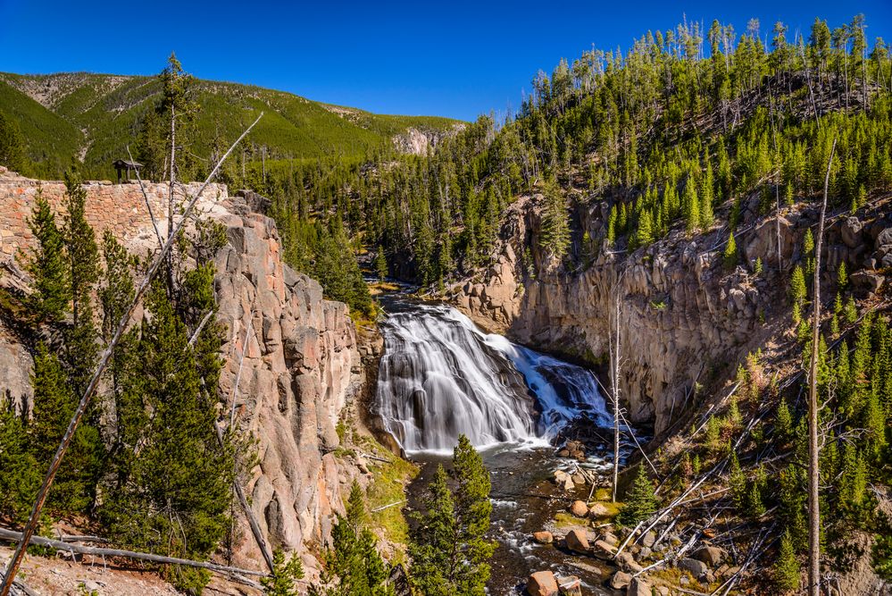 Gibbon Falls, Yellowstone NP, Wyoming, USA Foto & Bild himmel, herbst
