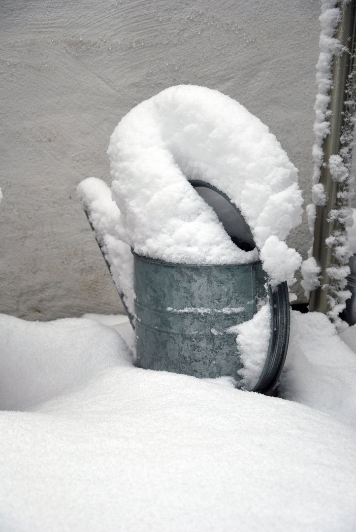 Gießkanne im Schnee