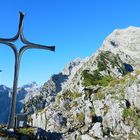 Gipfelkreuz am Mooslahner vor kleinem Watzmann