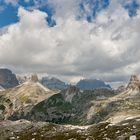 Gipfelschauen vom Paternsattel in den Sextener Dolomiten, die Hauptgipfel von rechts nach links...