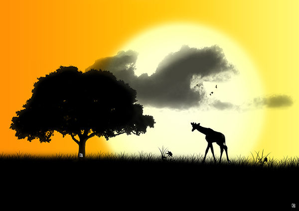 Giraffe im Sonnenuntergang