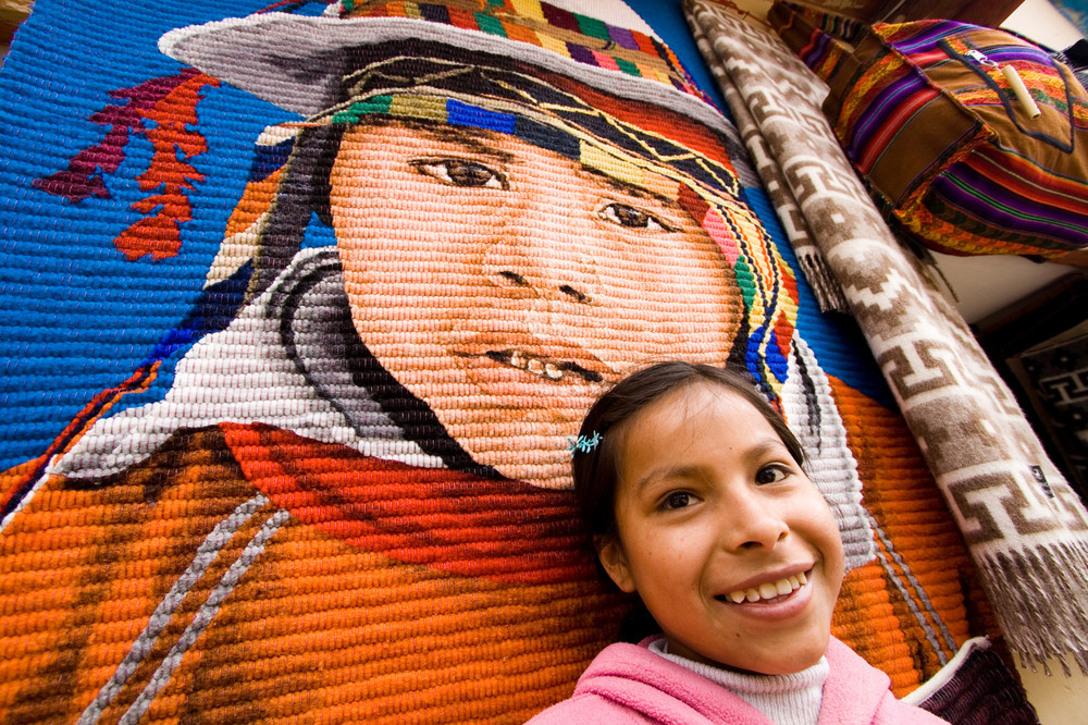 Girl in front of Carpet