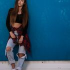 Girl in ripped jeans