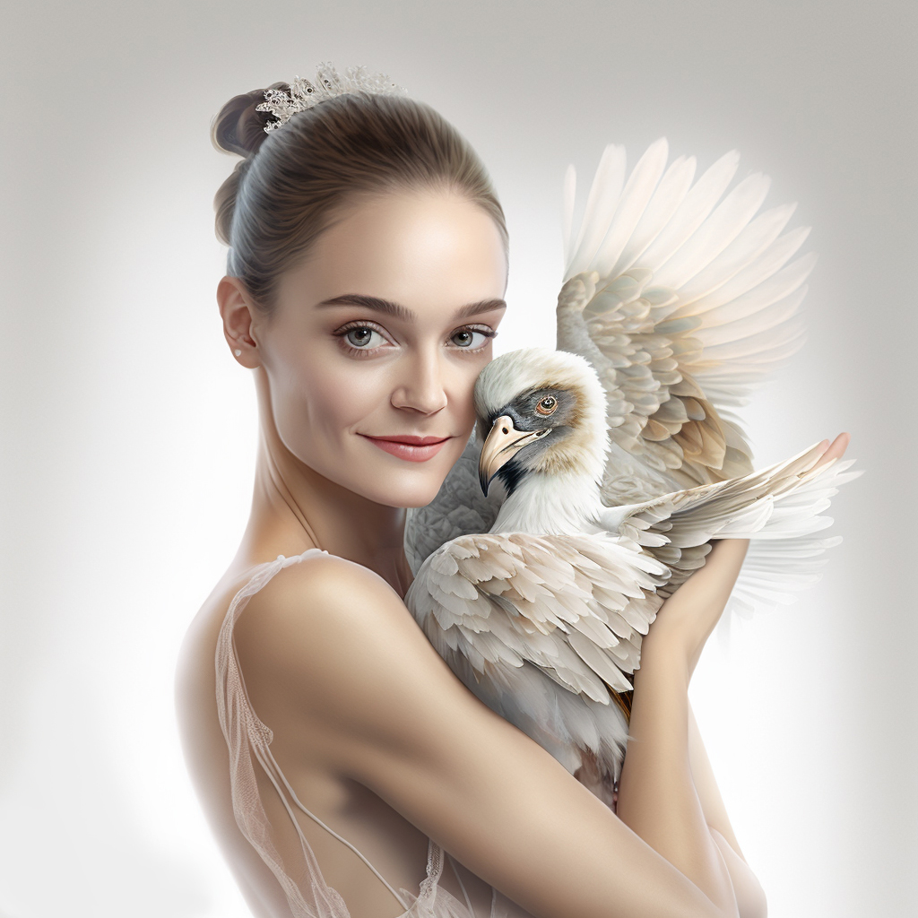 girl with an eagle