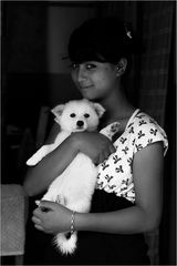 girl with puppy