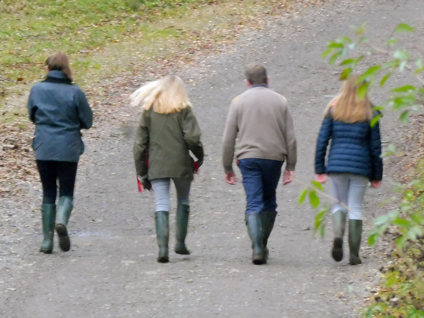 Girls go walking in wellies