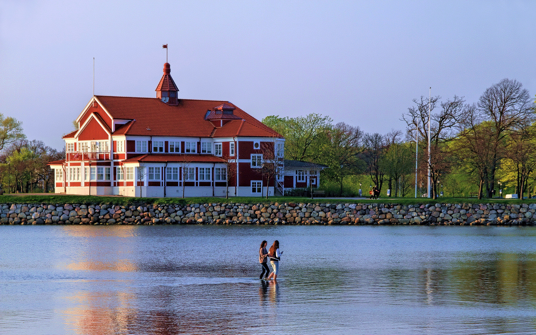 Girls walking on water