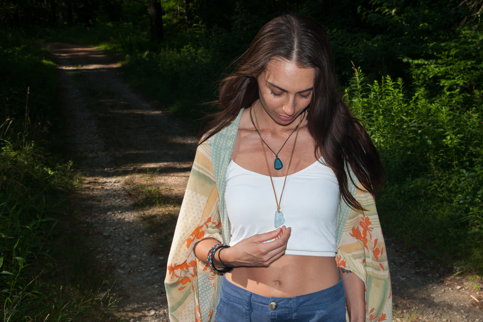 Girls with Blue stone