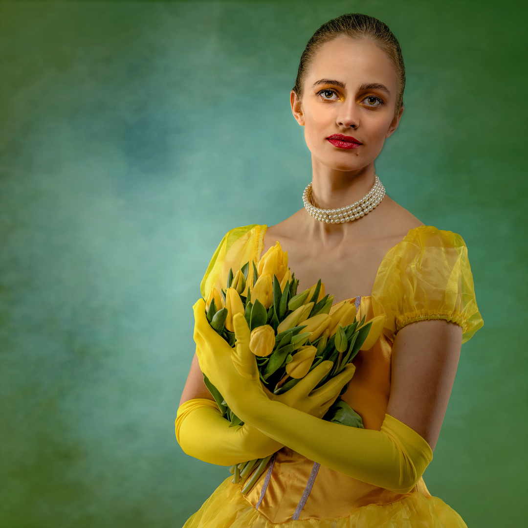 glamorous yellow tulips