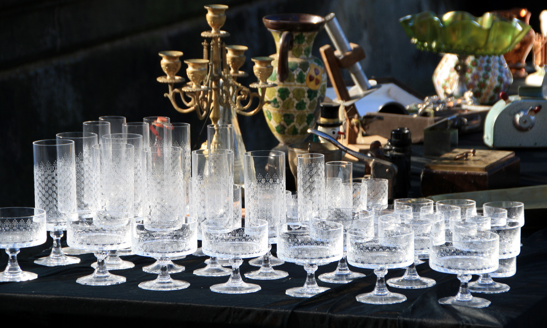 Glas auf dem Flohmarkt