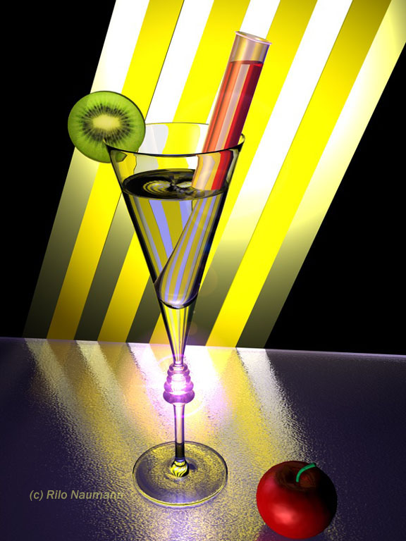 Glas mit Kiwi im Gegenlicht