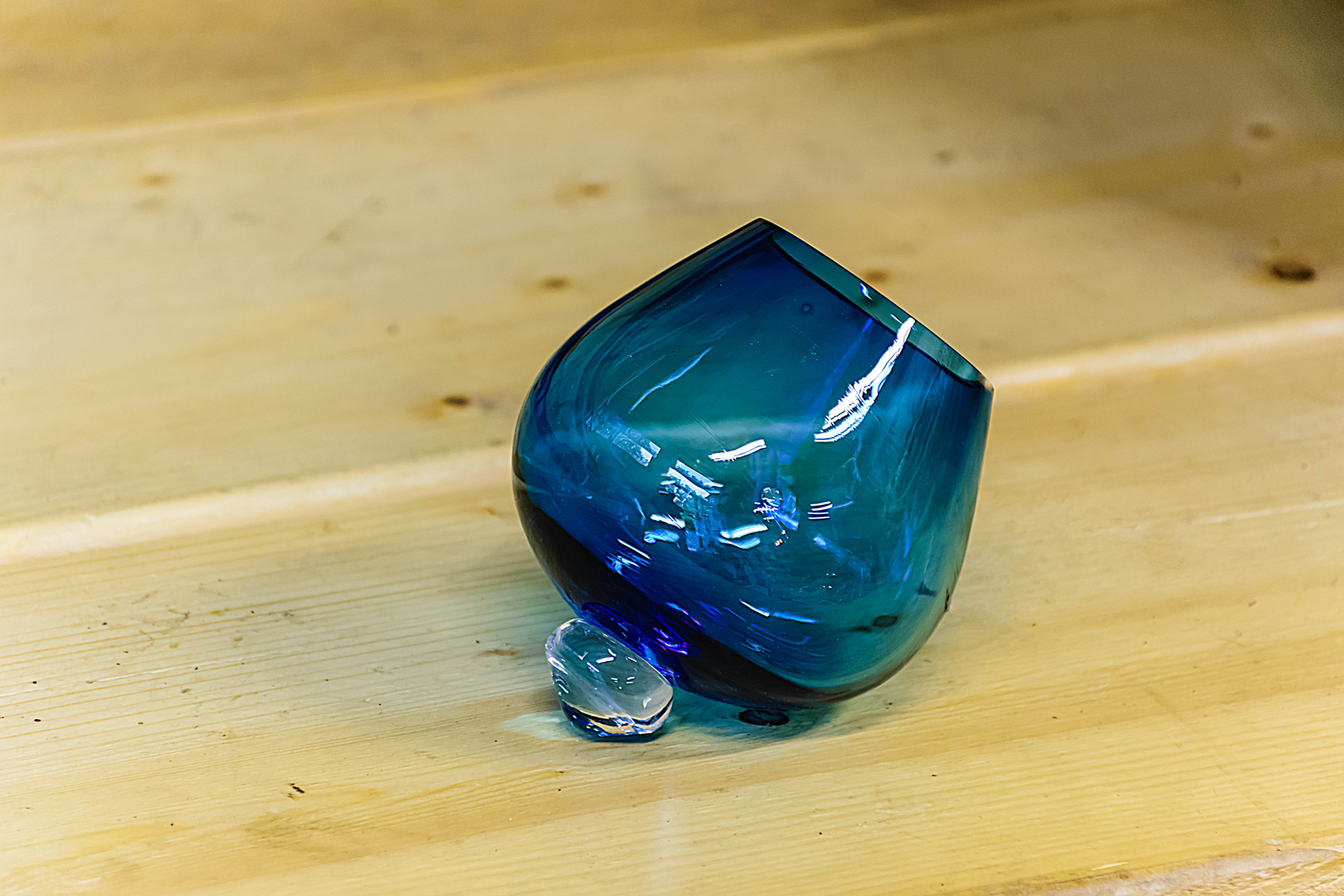 Glasbläserei Lüttich blaues Glas