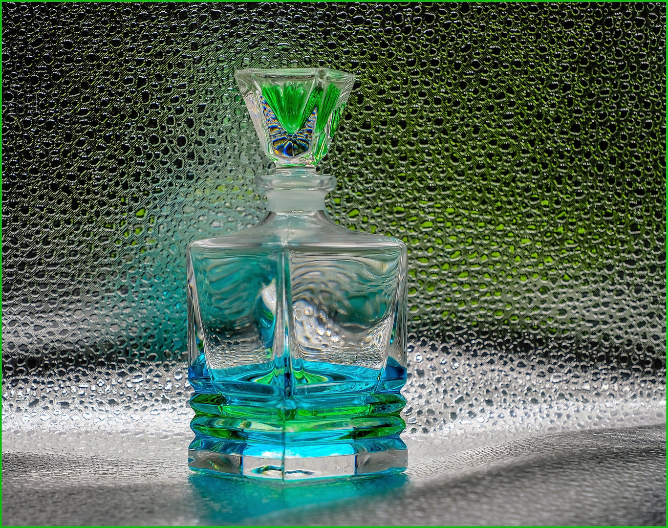Glasflakon blau-grün