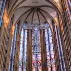 Glaskreuz in der katholische Minoritenkirche St. Maria Empfängnis in Köln - Deutschland, Nordrhein-W