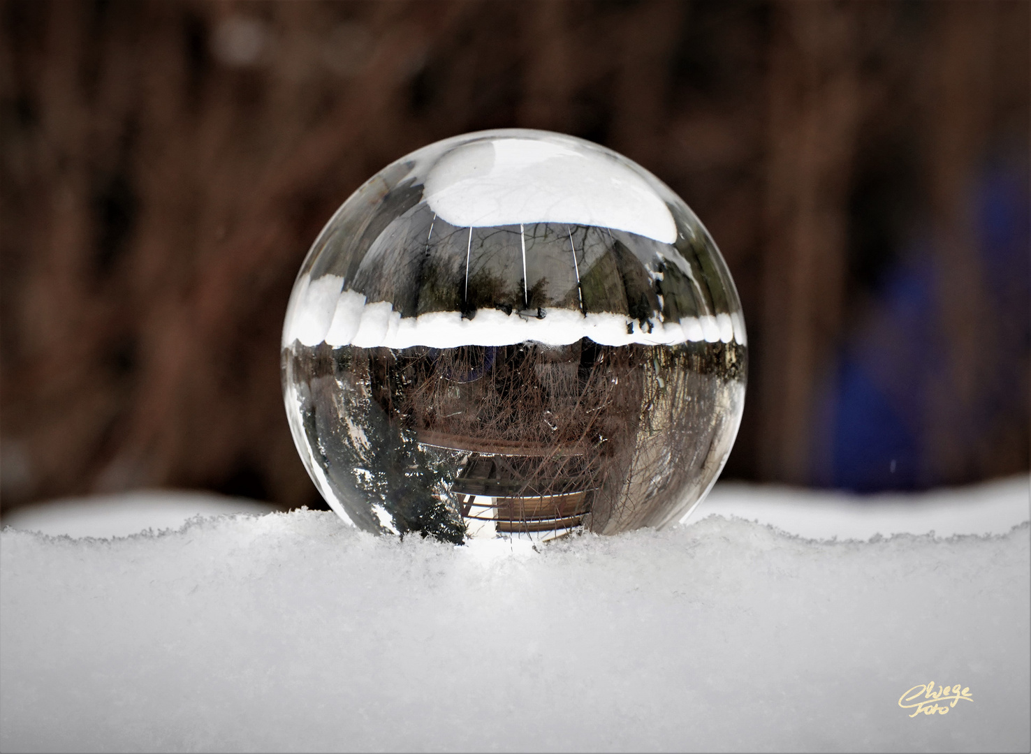 Glaskugel auf dem Schnee