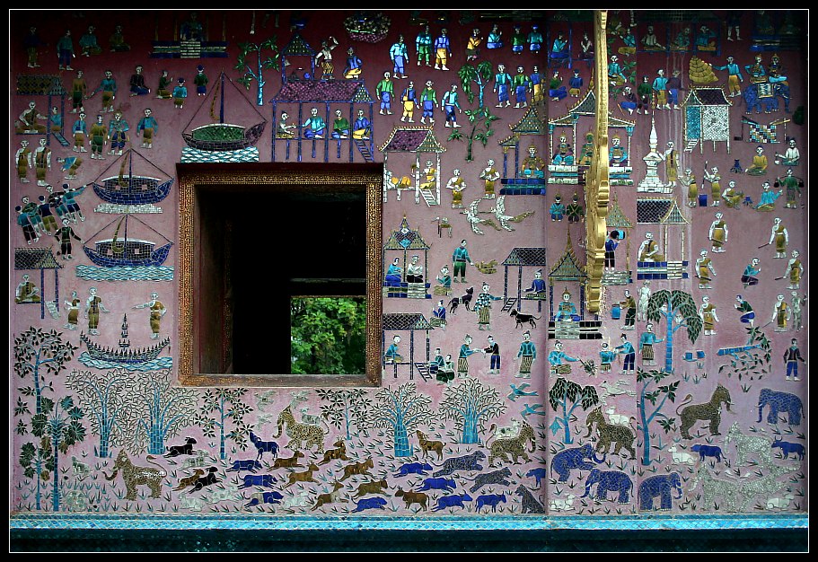 Glasmosaik am Wat Xieng Thong, Luang Prabang, Laos