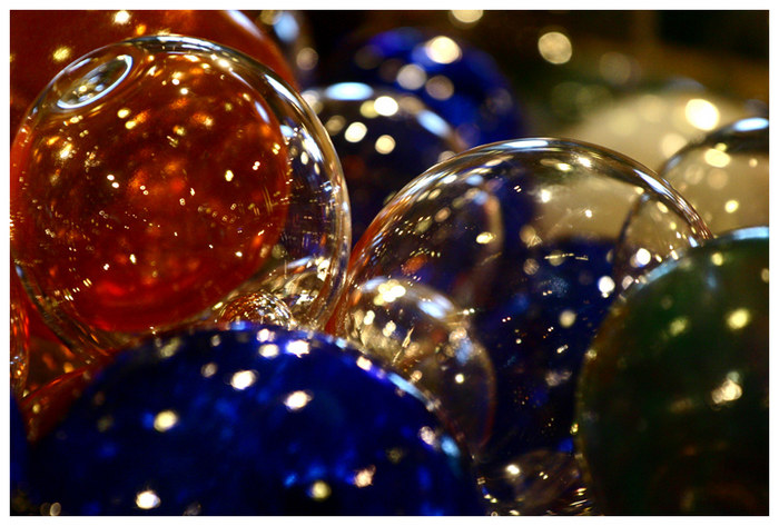 glassglobes at the glassblowers workshop