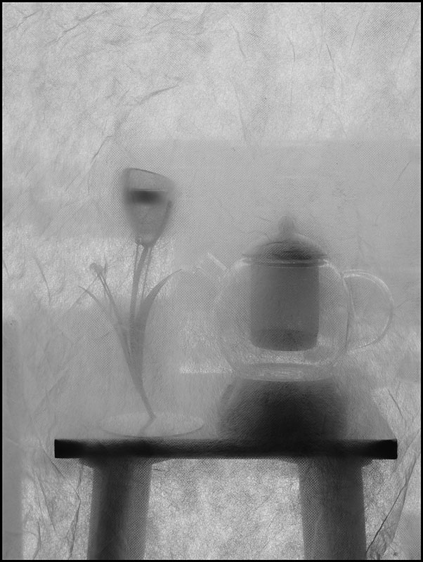 Glassy flower and teapot