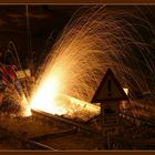 Gleisbauarbeiten bei Nacht in Hannover Ricklingen