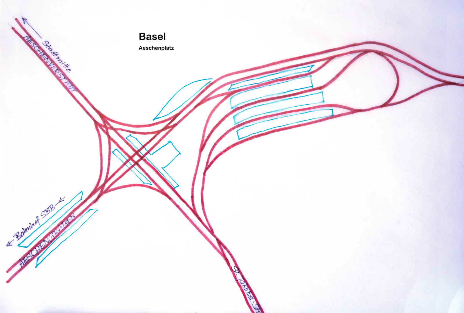 Gleisplan am Aeschenplatz
