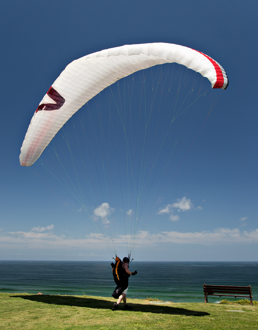 Gleitschirm-Start beim Wilderness Beach Hotel