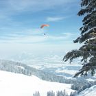 Gleitschirm über der Ski-Piste