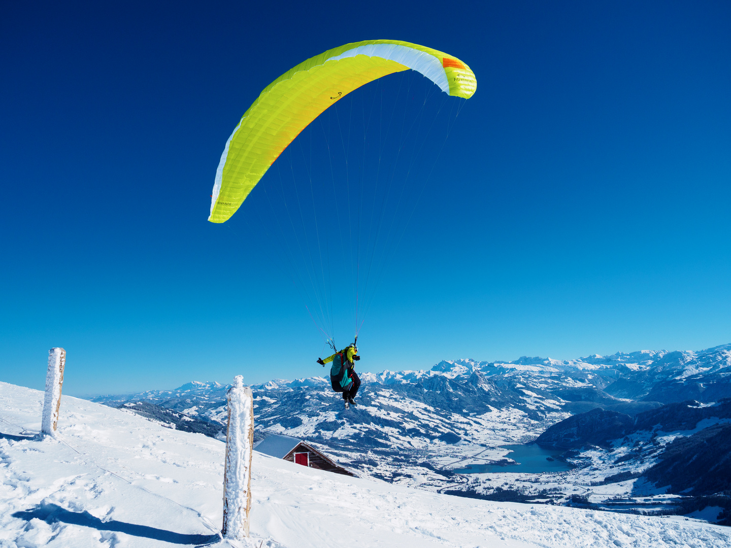 Gleitschirmsegler am Rigi