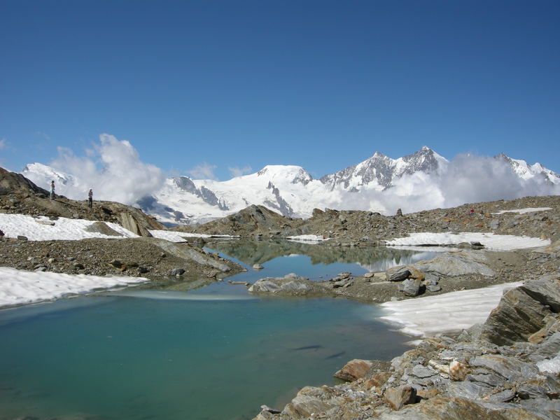 Gletscher-Seelein auf 3250 m mit der Mischabelgruppe  im Hintergrund