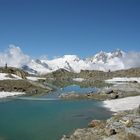 Gletscher-Seelein auf 3250 m mit der Mischabelgruppe  im Hintergrund