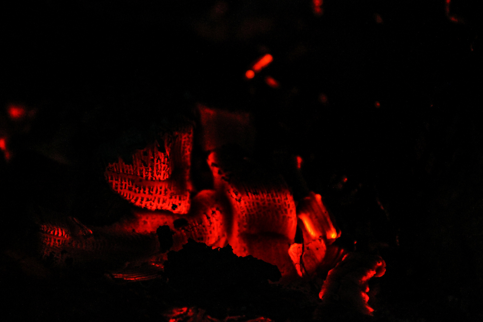 Glowing charcoal in a stove