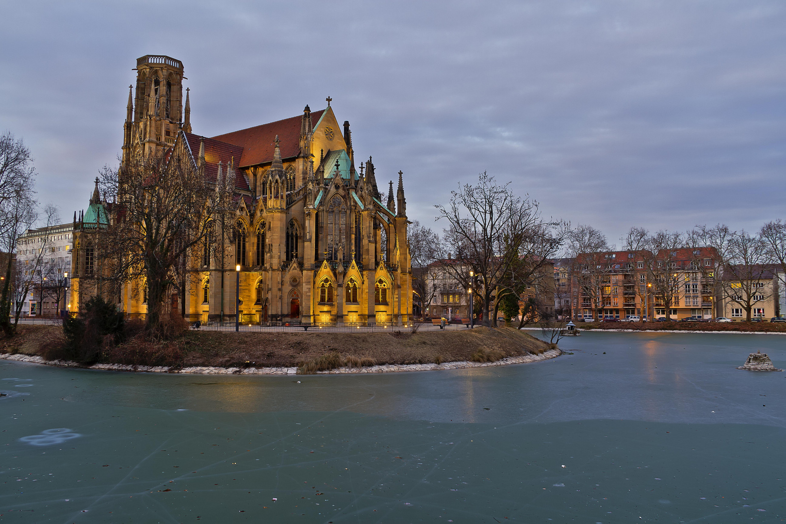 glowing church