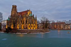 glowing church