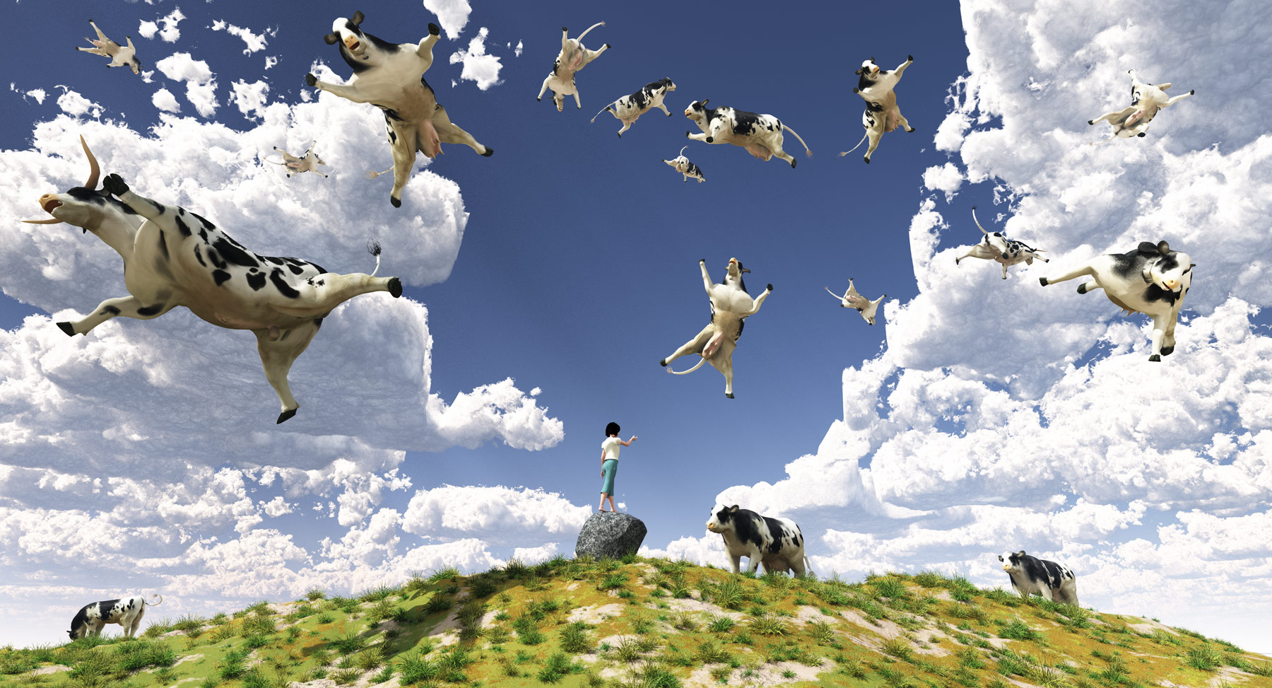 Glückliche Kühe Foto & Bild rendering, virtuelle welten, kuh. kühe