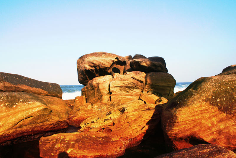 glühende Felsen in Durban, Südafrika