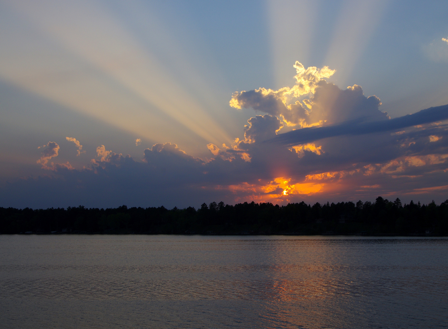 "God Beams" Over the Lake at Sunset