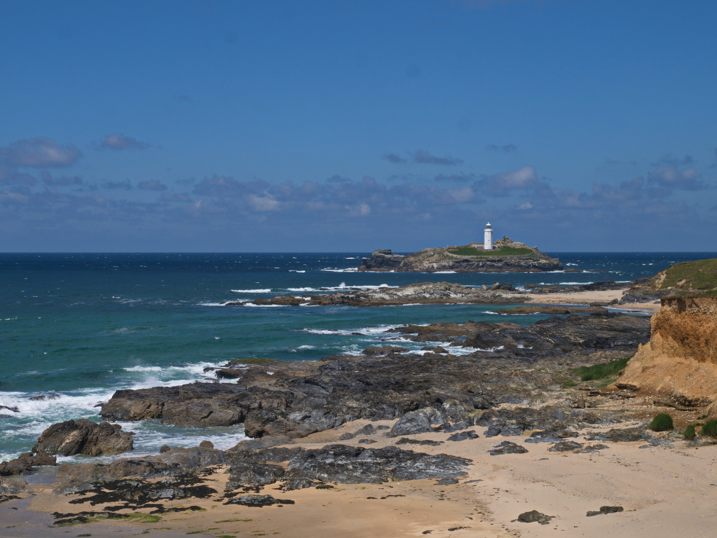 Godrevy Lighthouse bei St. Ives Bay, Cornwall