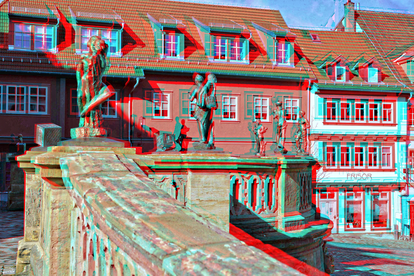 Göbel-Figuren auf dem Gothaer Hauptmarkt in 3D