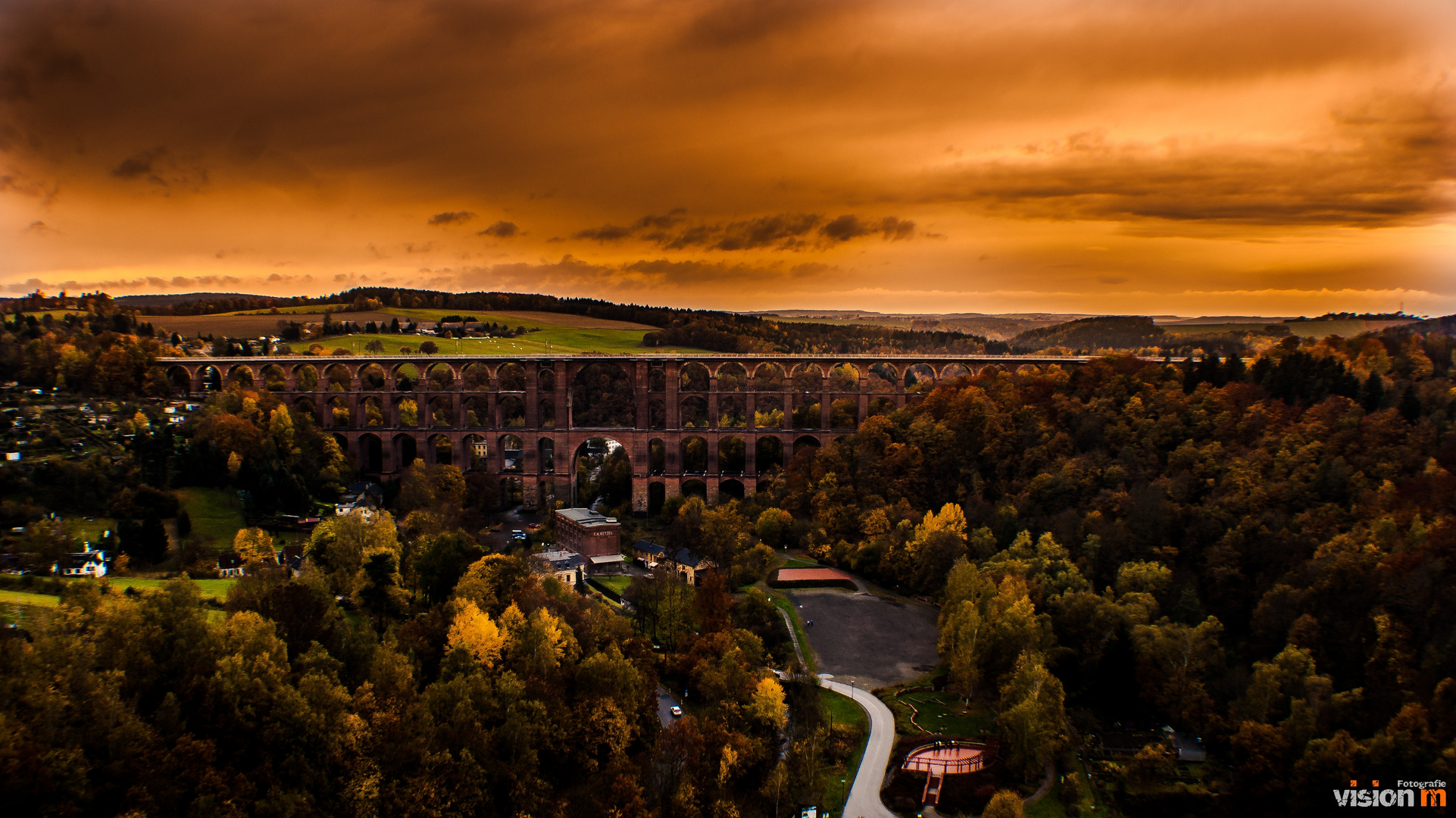 Göltzschtalbrücke vom Ballon aus