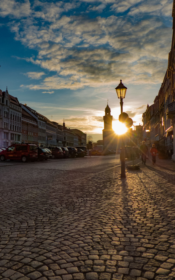 Görlitz- die letzten Strahlen  über den Obermarkt