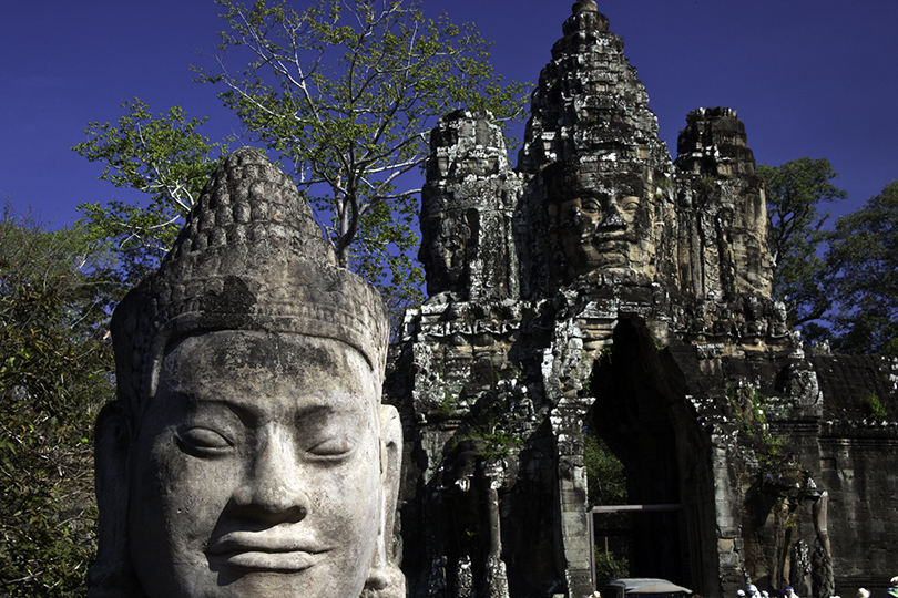 Götterkopf und Südtor, Angkor, Siem Reap, Kambodscha