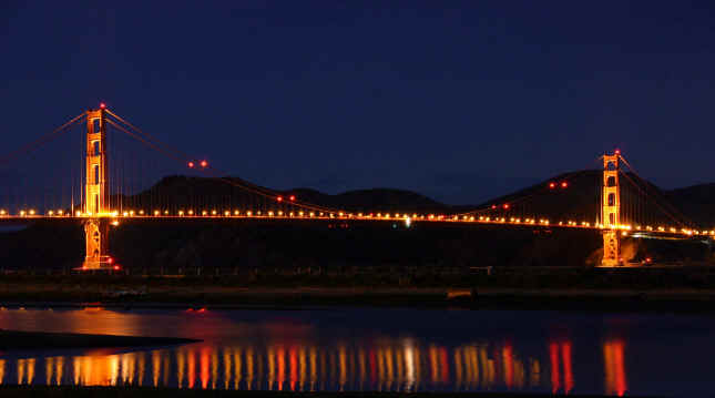 Golden Gate Bridge at night