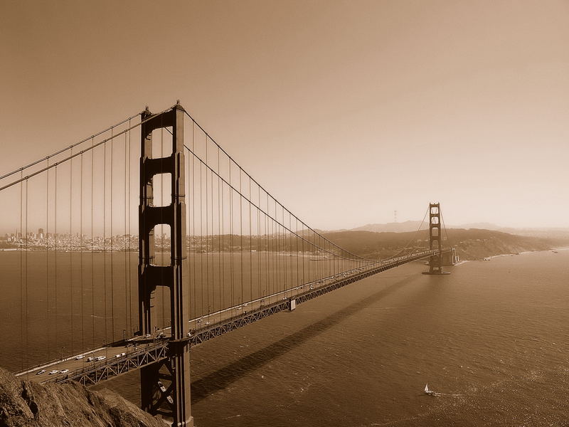 "Golden Gate Bridge" in Sepia