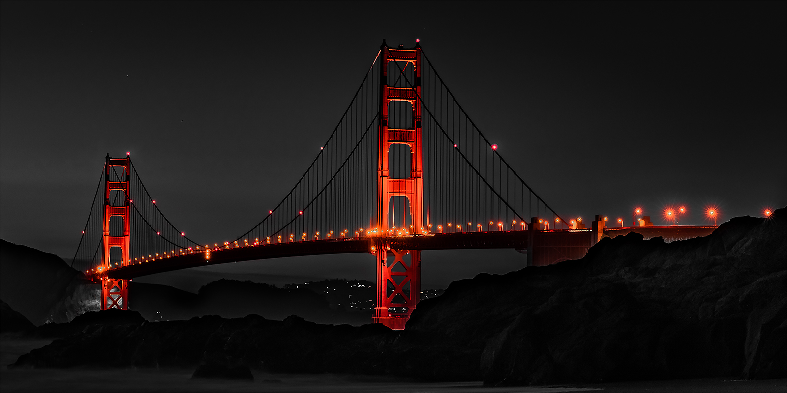 Golden Gate by night