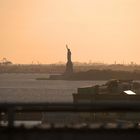 golden hour NYC statue of liberty