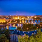Golden prague - night view Moldau bridges